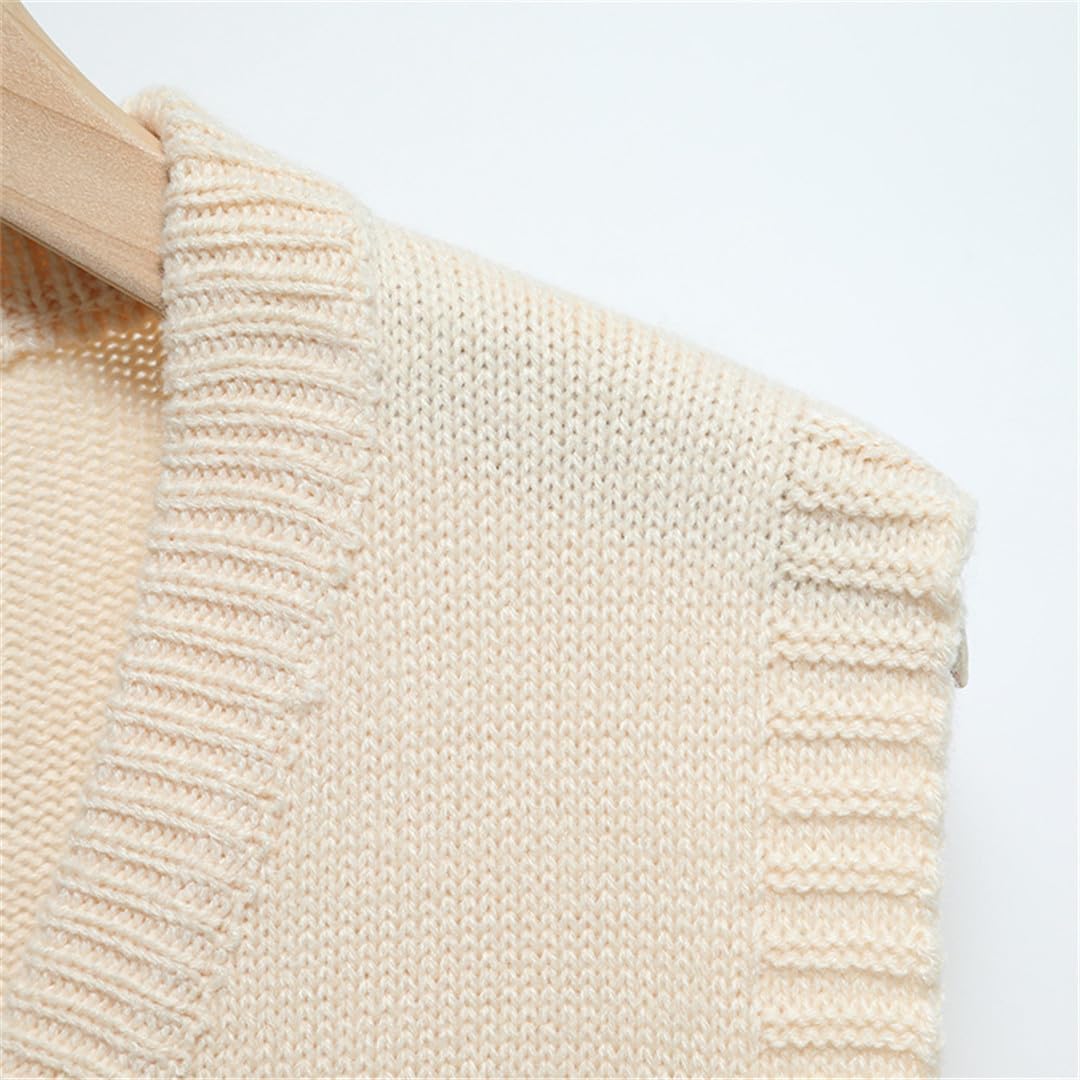 Women Girl Knitted Vest Autumn Winter Sleeveless Pullover Sweater