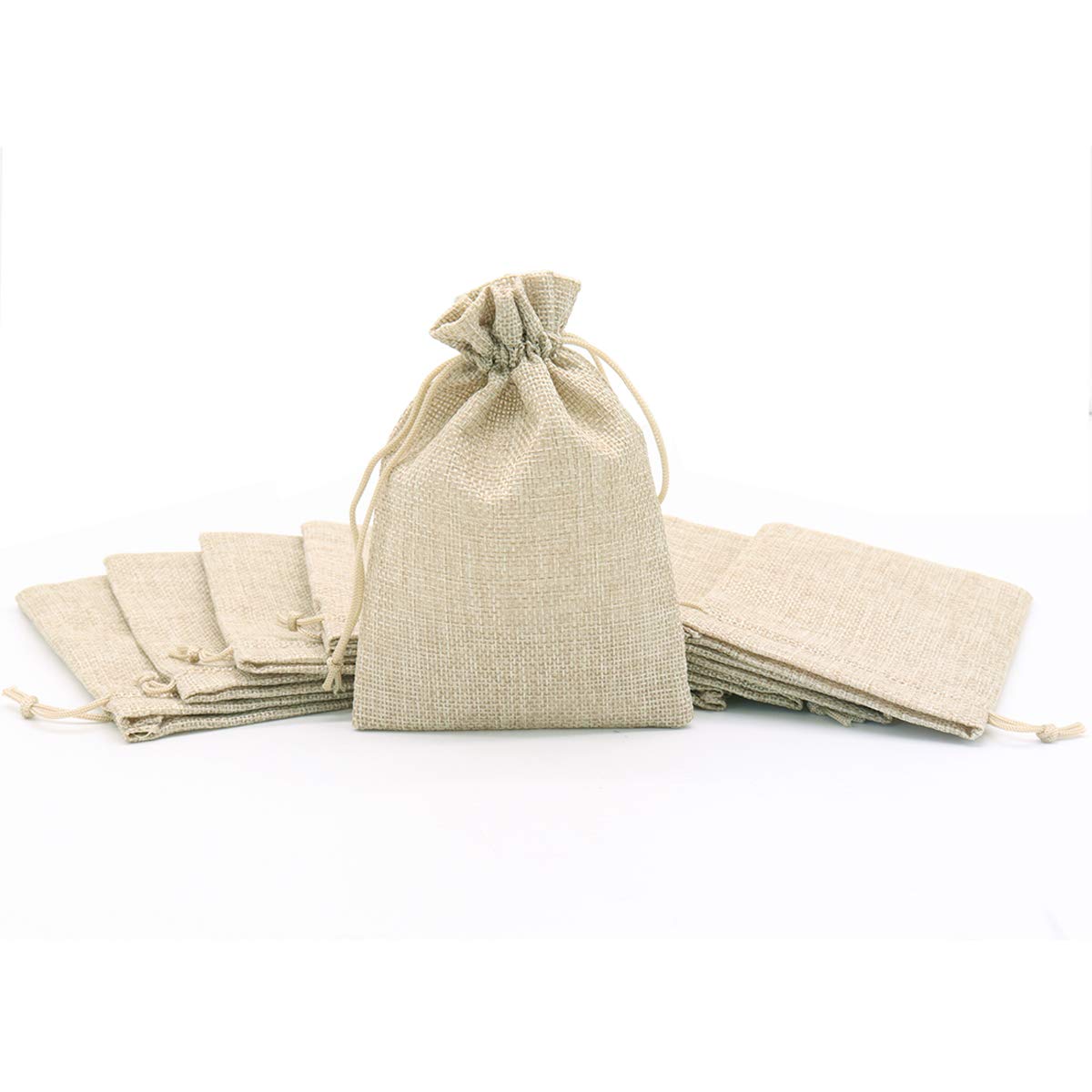 30PCS 10x15cm Bolsas de Yute, Bolsitas de Yute, Sacos de Yute, Bolsa de Arpillera con Cordón para Regalo, Joyeria, Calendario de Adviento, DIY, Bodas, Fiesta, Navidad(Color Primario)