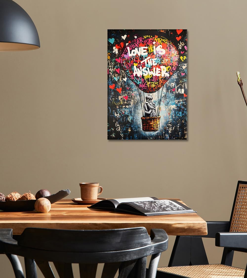 Yeesjoee Street Graffiti Canvas Print Wall Art Banksy Art Wall Decor Colorful Street Art Banksy Posters Abstract Graffiti Picture Painting for Bedroom Living Room, 12 x 16inch