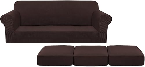 H.VERSAILTEX Funda para sofá, paquete de 1 pieza, fundas de cojín de sofá, 3 piezas, chocolate