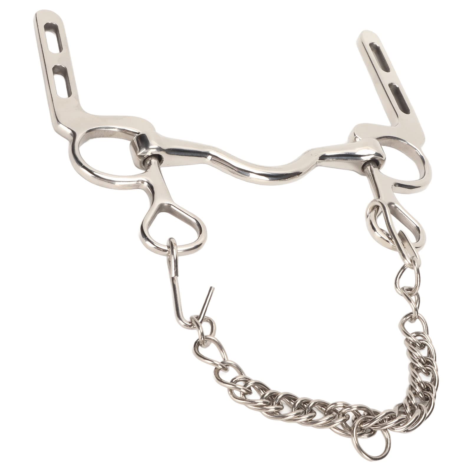 Bocado de Boca de Caballo de Acero Inoxidable, bocado de rienda a Prueba de óxido con Gancho de Rodillo y Cadena para un Control fácil, diseño sin presión sobre el paladar para gra