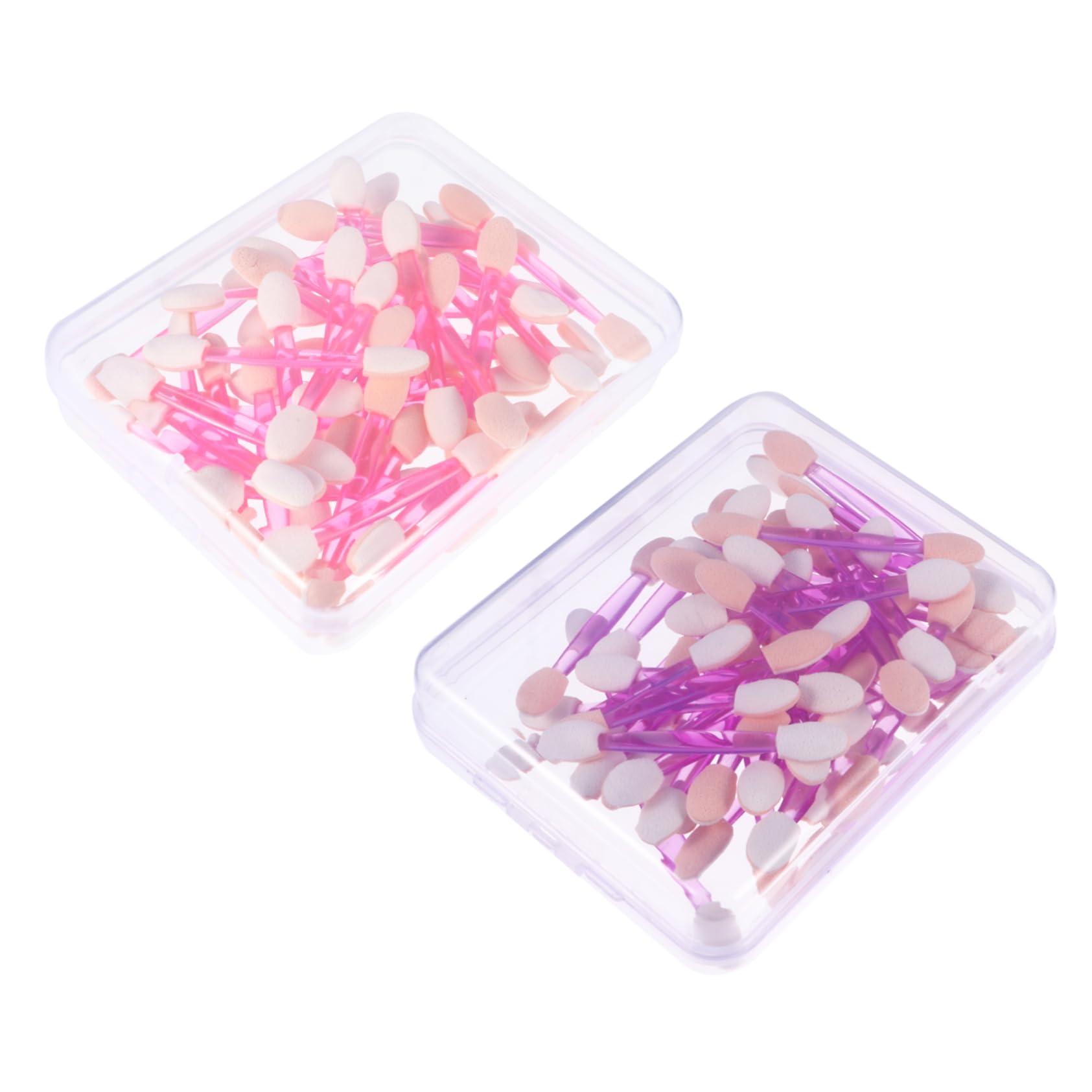 Healeved 100pcs Double-ended Eye Shadow Brush Kit Soft Latex Sponge Tips Durable Plastic Handle Perfect for Travel Daily Makeup