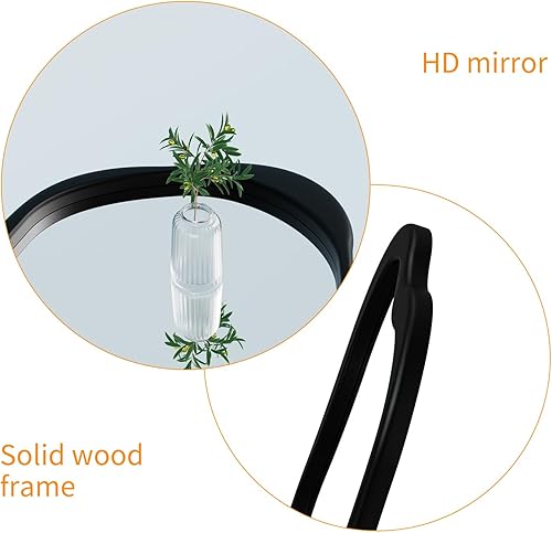 Miniatura 8 de Espejo de pared irregular de 42 x 28 pulgadas, espejo de pared con marco negro de madera, espejo de pared asimétrico ondulado para sala de estar,