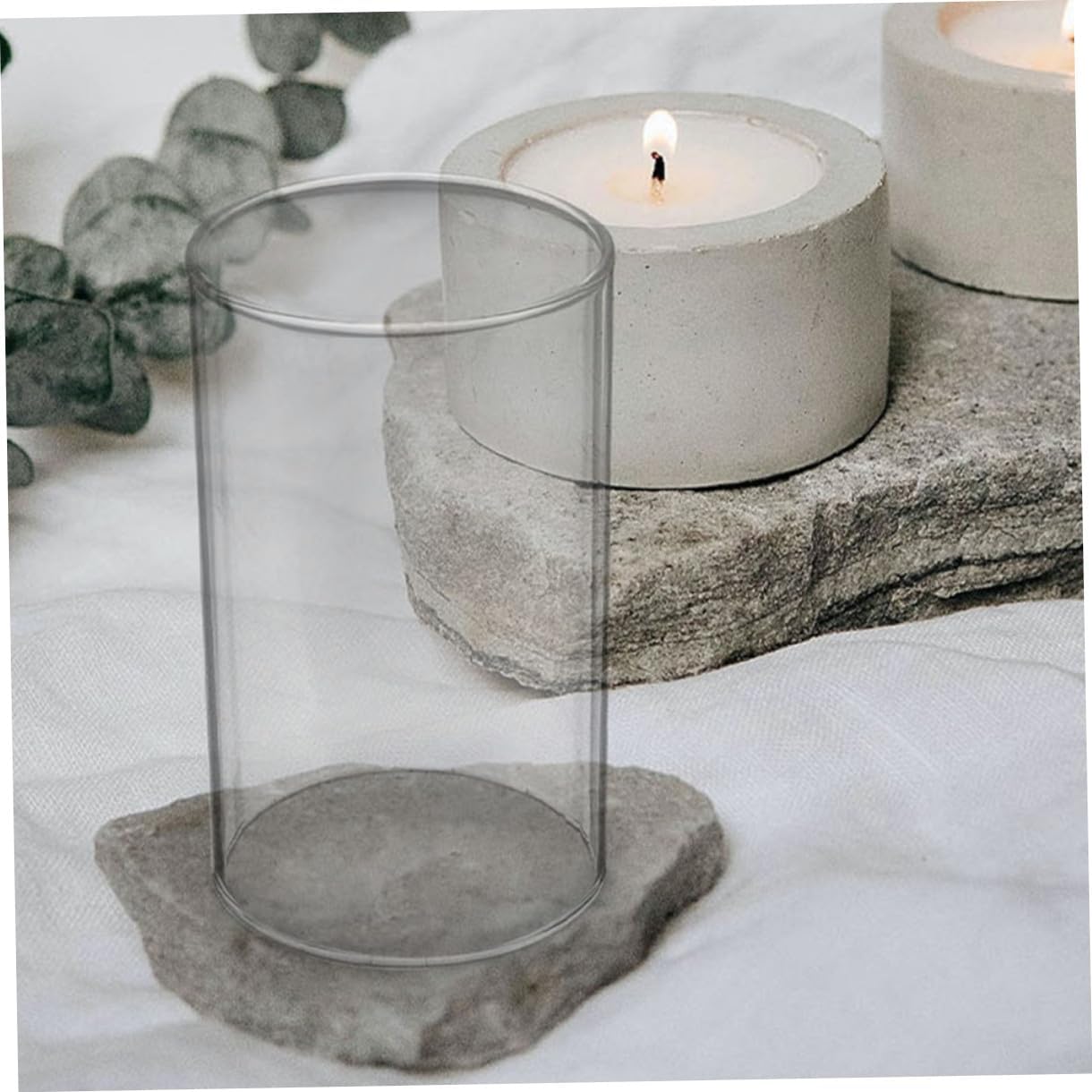2pcs Candle Shade Wedding Candles Decor Taper Chimney Tube Holder Transparent Glass Dome Open Both End Chimney Tube Decorative Cover Classic Cap