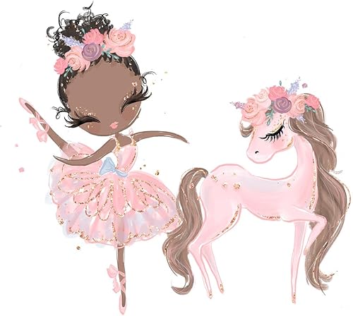 Funda de almohada de bailarina y unicornio para almohadas de 18 x 18 pulgadas, decoración de habitación de niños, 100% poliéster suave y