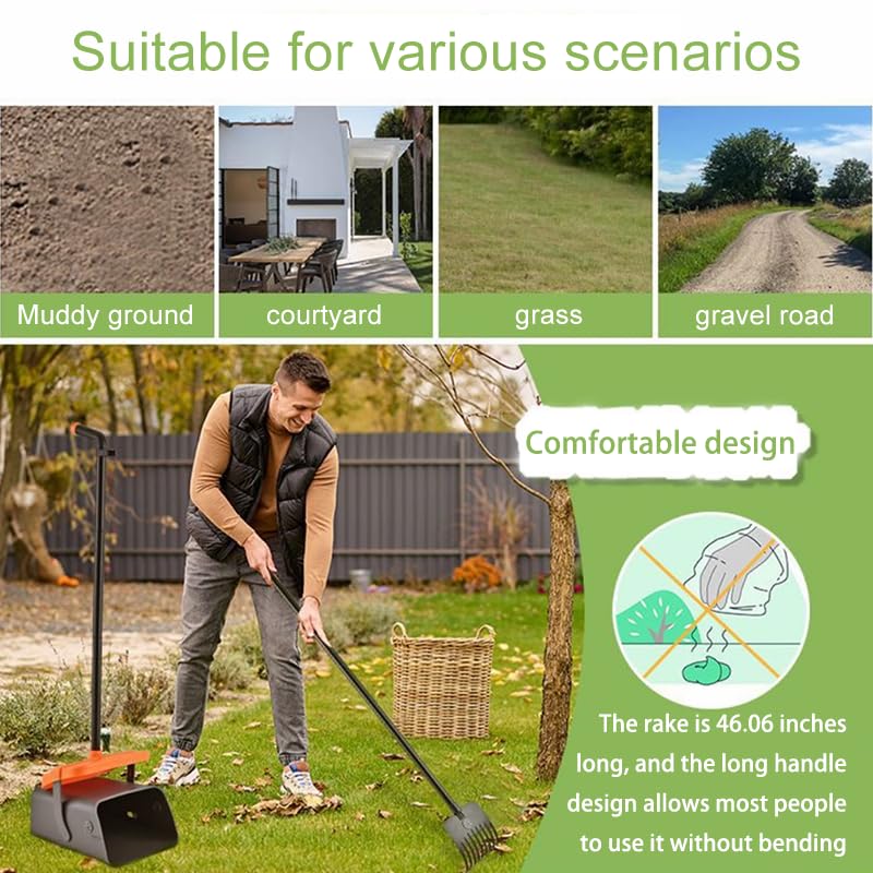 Image of Pooper Scooper with 85 Bags & Swivel Box, 46-Inch Adjustable Long Handle and Rake, Heavy Duty Poop Scooper for Large Medium Small Dogs, Yard Lawn Kennel Waste Cleanup Tool