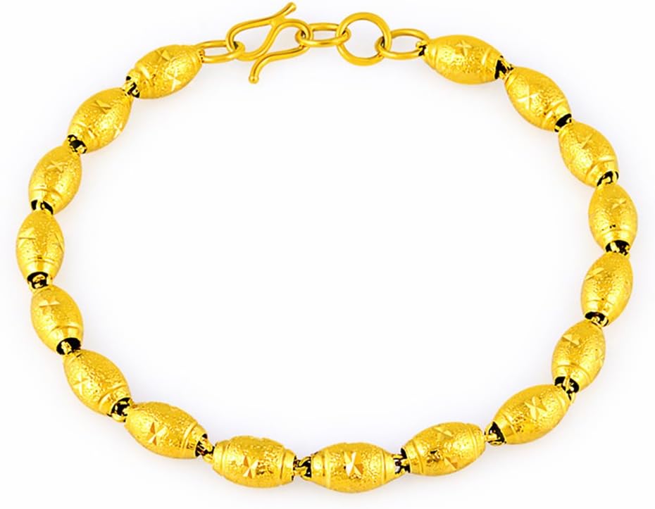 Fashion Carved Flower 24K Yellow Gold Plating Women's Teens Lady's Heavy Cut Noble Chain Bracelet Kinds Style 6mm~8mm Width