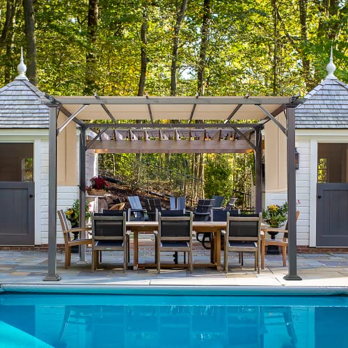 Erommy 10' X 10' Outdoor Pergola With Shade Canopy Cover, Patio Sun Shade Shelter, Weather-Resistant Fabric For Patio, Garden, Deck, Lawn, White #TOP5