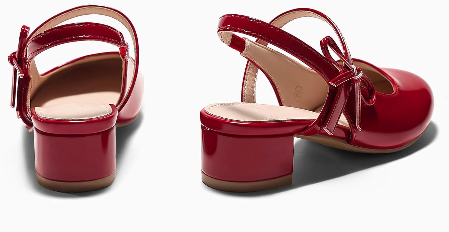 Coutgo Girls Dress Shoes Flower Girl Mary Jane Low Heels Wedding Party Bow Pumps for Toddler Little Big Kid - Image 6