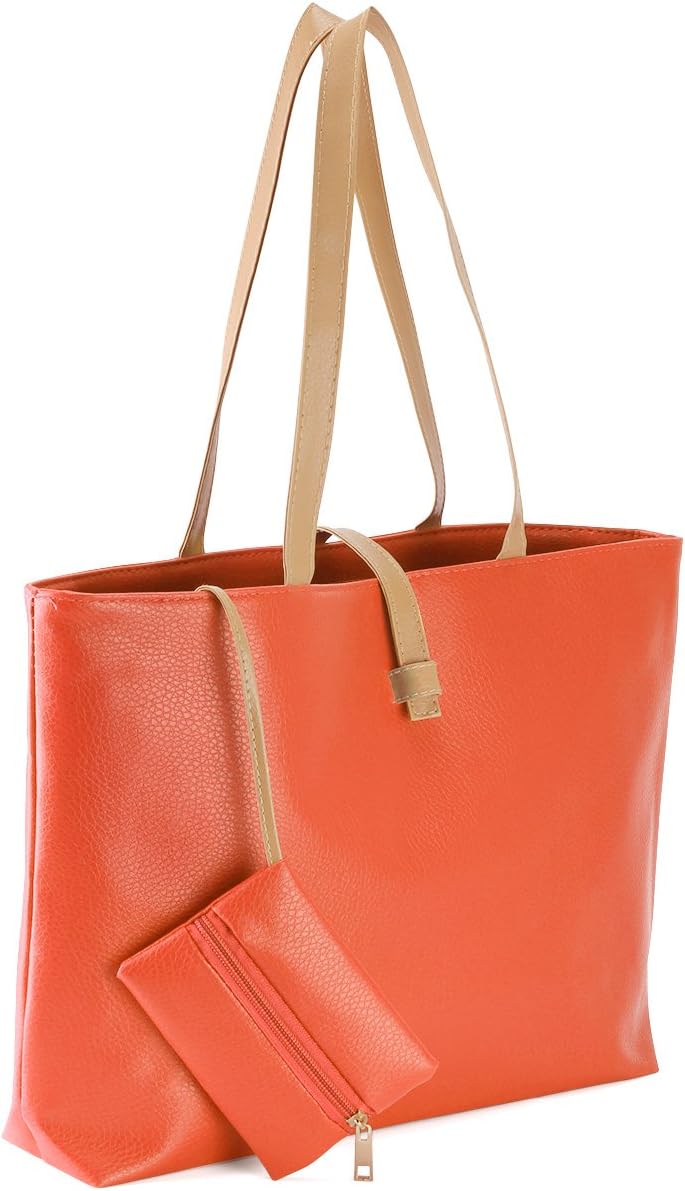Casint TM , PU leather Women’s Hand bag (orange)