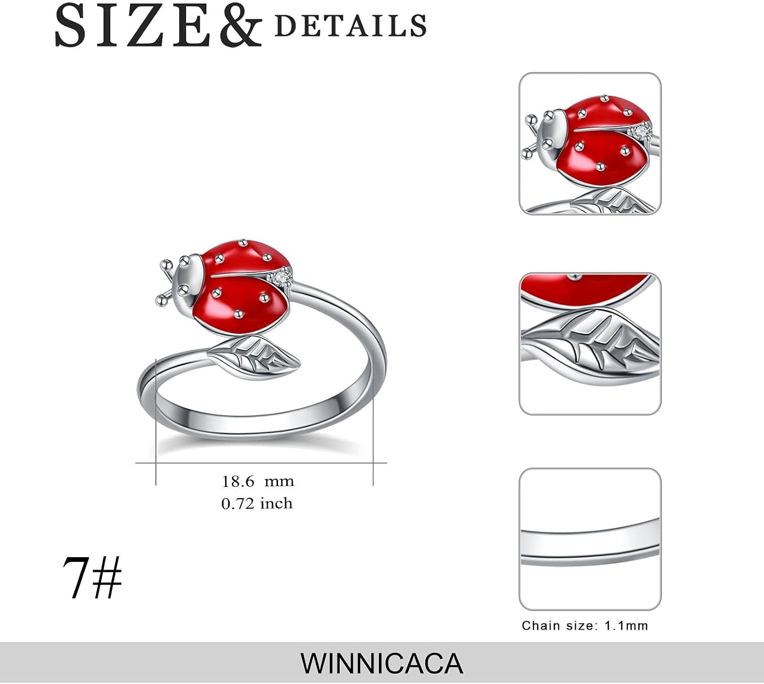 WINNICACA 925 Sterling Silver Rings for Women Bee Hummingbird Butterfly Ladybug Dragonfly Owl Open Rings Birthday Mothers Day Gifts for Mom