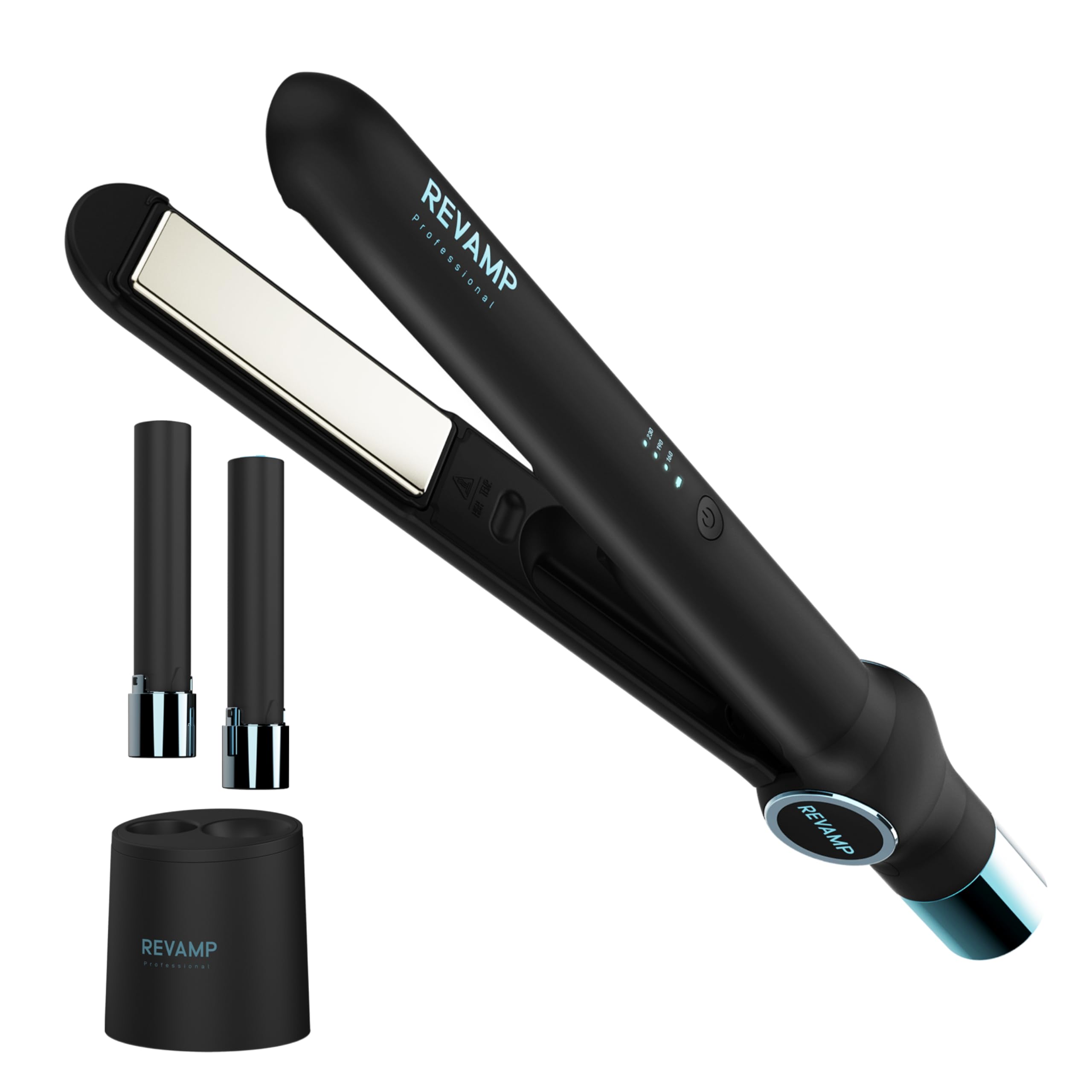 REVAMP iGen Lisseur Céramique Sans Fil - Lisseur Sans Fil Alimenté par Batterie - Appareil de Voyage Compatible avec le Mode Avion pour Cheveux Lisses, Ondulés et Bouclés