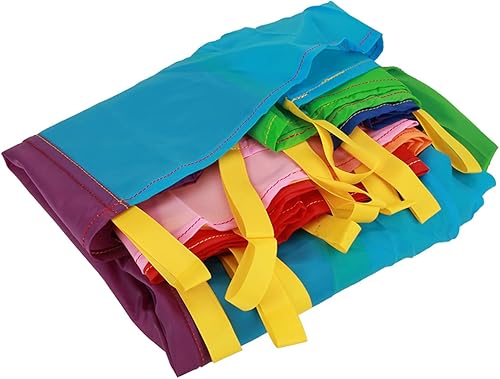 Miniatura 6 de Paracaídas gigante multicolor para niños, toldo de paracaídas con 16 asas para interiores y exteriores, juguete de ejercicio que promueve el trabajo