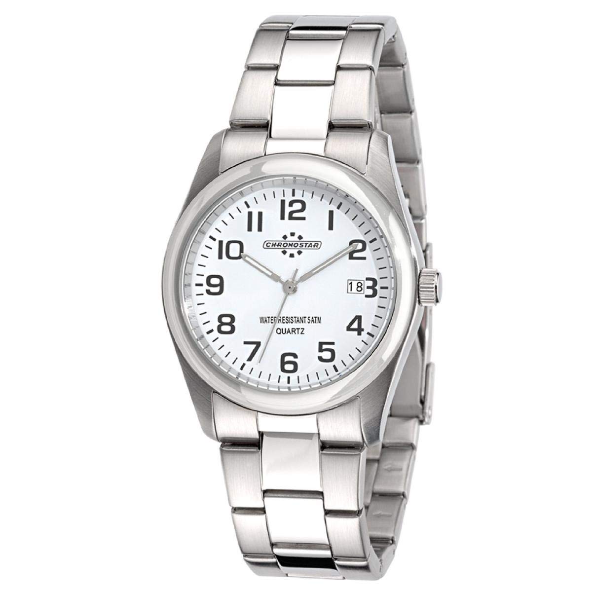 Chronostar Slim Women's Quartz Watch with White Dial Analogue Display and Orange Stainless Steel Strap R3753100002