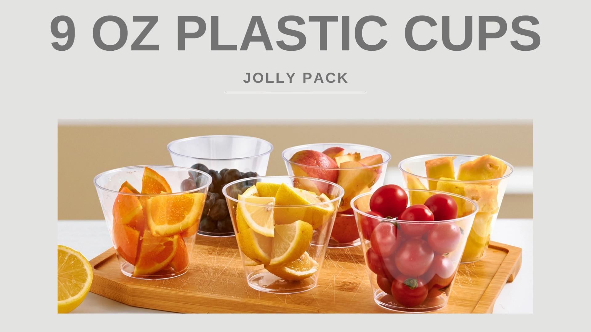 Amazon.com: JollyPack 300 Pack Clear Plastic Cups 9 OZ Disposable