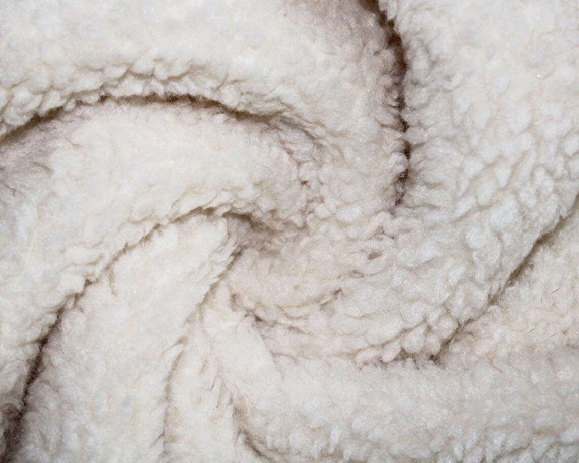 Super Soft Warm Cream Sherpa Fleece Fabric Material Metre - 155cm / 61" Wide