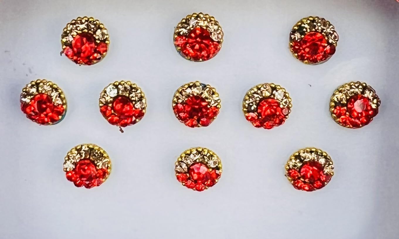 BX1 Gold Red Crystal Bindi Gem Stone Gold Bindi Tattoo Forehead Sticker Wedding Tikka Indian Fancy Party Arabian Face Gem Body Art