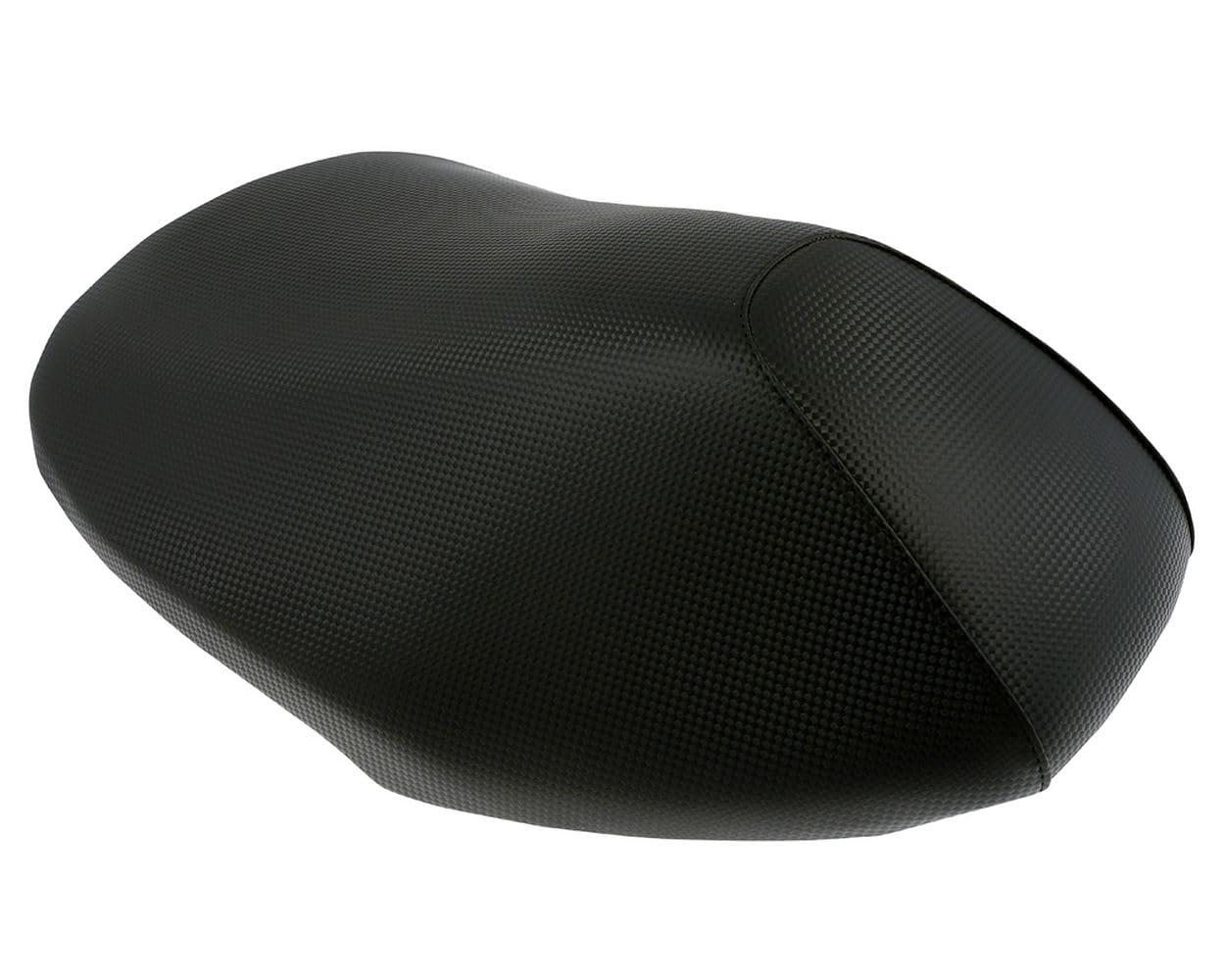 Selle compatible avec Yamaha Aerox, compatible avec MBK Nitro style carbone | Housse motif façon fibre; version de série, remplacement de l'assise en quelques minutes, jusqu'à 2013, livré tel qu'illustré