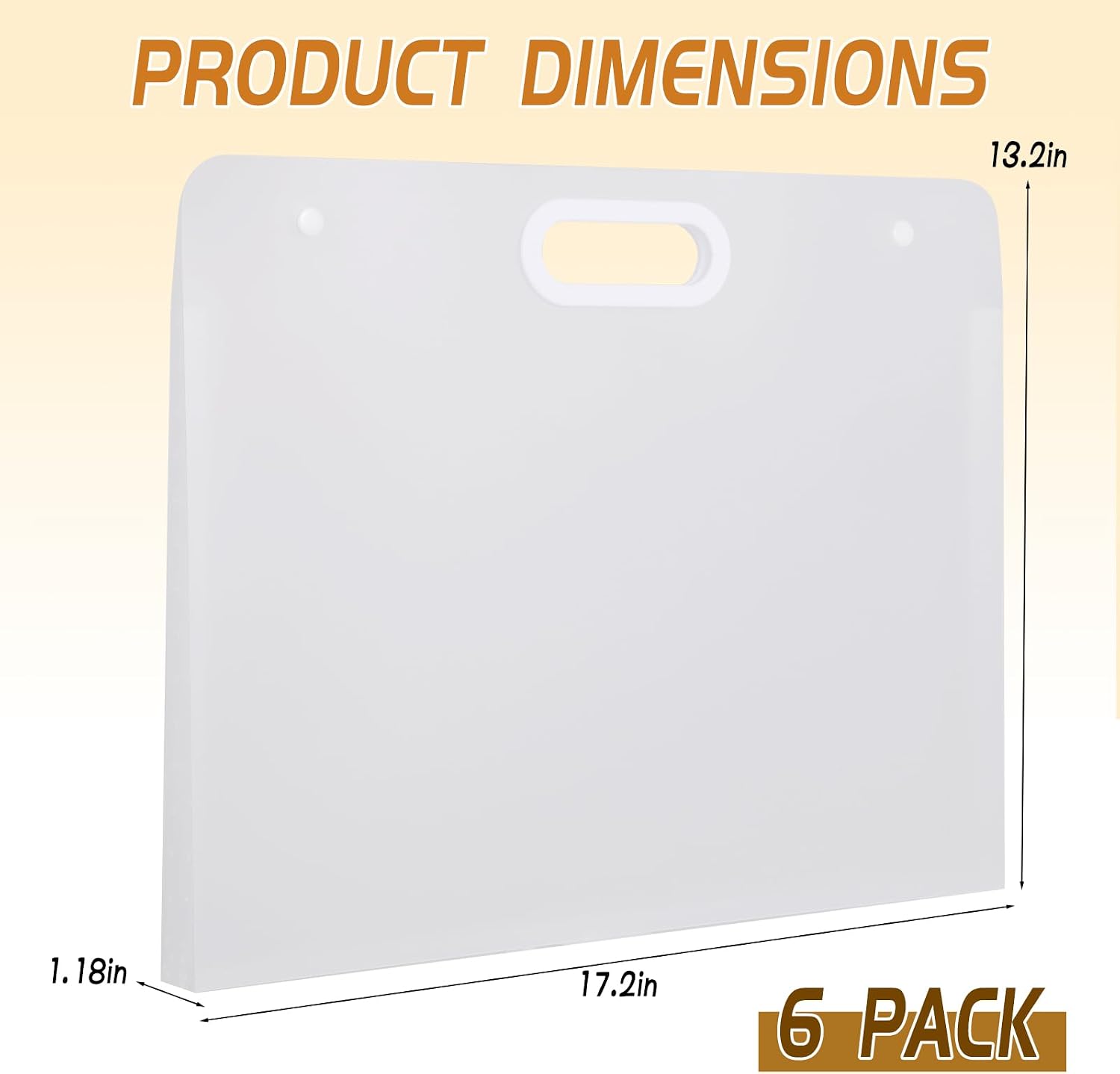 6 Pack Art Portfolio Folder 17.3"x13.2", A3 Size Plastic Portfolio for Artwork with Handle, Waterproof Art Storage Case for Posters, Drawings, Bulletin Boards