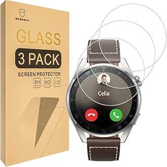 Mr.Shield [3-PACK] Designed For HUAWEI WATCH 3 Pro [Tempered Glass] [Japan Glass with 9H Hardness] Screen Protector with Lifetime Replacement