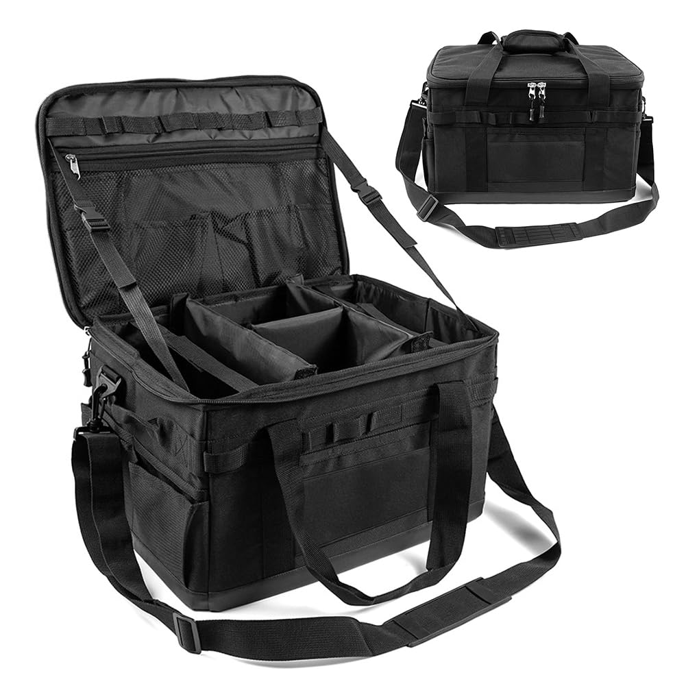 Fiorky Camping Storage Bag with Handles, 30L Cooking Utensil Organizer, Large Capacity Stove Storage Case, Detachable Multifunctional Utility Supplies for Hiking BBQs