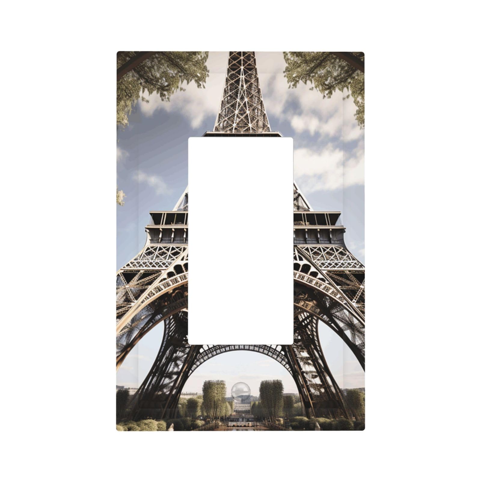 1-Gang Decorator Wall Plate Eiffel Tower French Paris Monument Light Switch Cover Single Gang Receptacle Outlet Wall Plate Mid Size 5" x 3" Wallplate Unbreakable Polycarbonate Outlet Faceplates Covers
