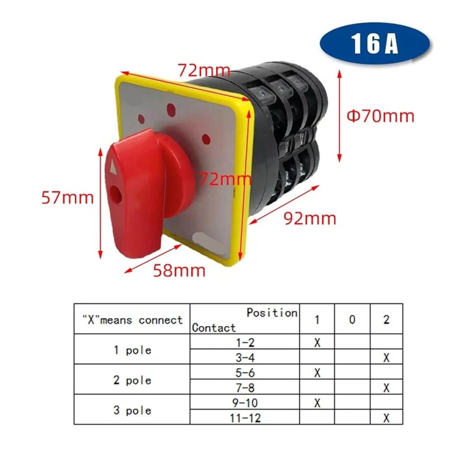 LW5-16 3 Positions Dual Power Changeover Cam Switch Motor Control Two Different Loads Silver Contact 1Pcs(16A 3P)
