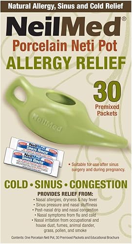 Miniatura 2 de NeilMed Neti Pot Classic Porcelana Verde con 30 Paquetes Premezclados