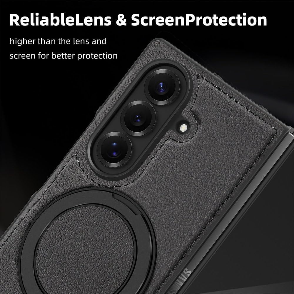 Custodia con supporto magnetico girevole a 360° in metallo per Samsung Galaxy Z Fold 8 Ultra 7 6 5 Z Flip 8 7 6 5, cover antiurto in pelle, grigia, per Samsung Galaxy Z Flip 8