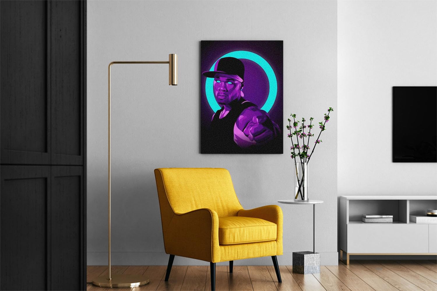 Verre Art Printed Framed Canvas Painting for Home Decor Office Wall Studio Wall Living Room Decoration (14x22 Inch Wrapped Frame) - 50 Cent