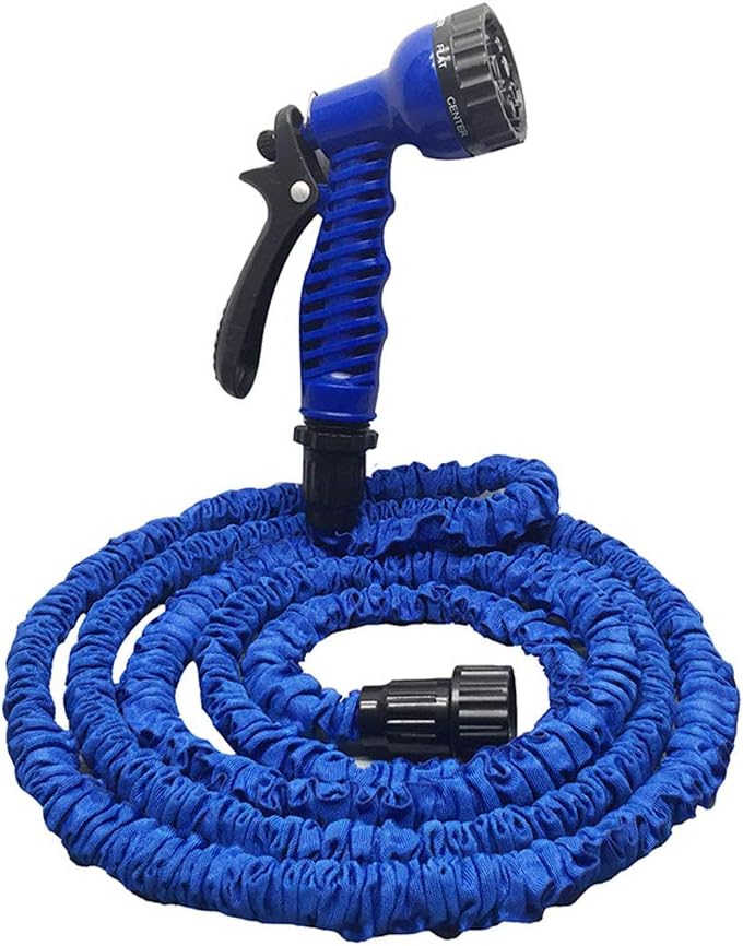 Rongbo Expandable Water Hose,Garden Hose,Lightweight Triple Latex Core Hose with 7-Way Spray Nozzle,Flexible Expanding Hose for Gardening Lawn Car Pet Washing (25FT, Blue)