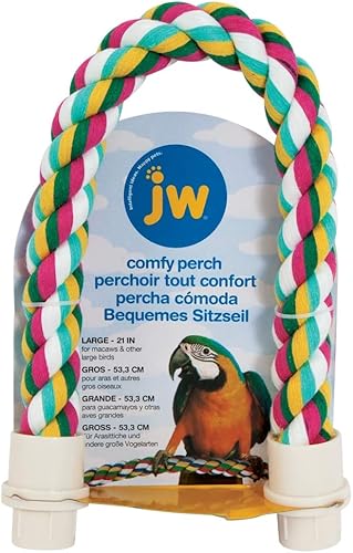 Miniatura 12 de JW Percha cómoda para mascotas, cuerda flexible multicolor para pájaros, grande, 36 pulgadas de longitud