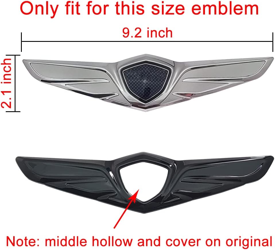 Kolya Front Emblem Badge Cover Compatible with 2021 2022 2023 2024 Genesis GV80 Accessories Hood Center Wing Emblem Logo Molding Trim (Glossy Black)