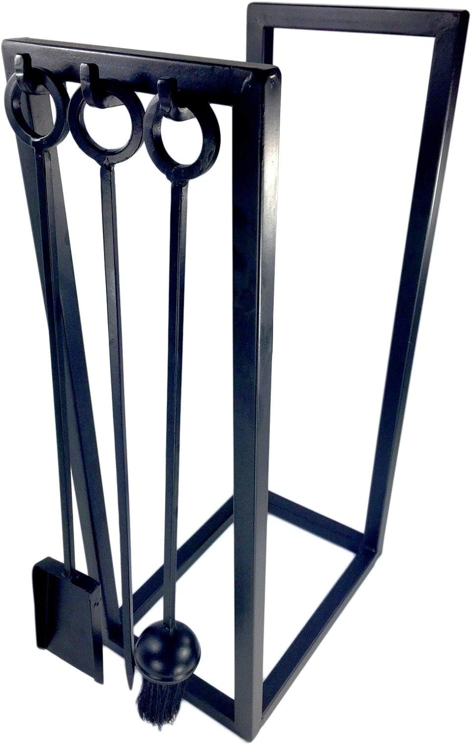 Modern Contemporary Black Fireplace Log Holder Fireside Log Store With