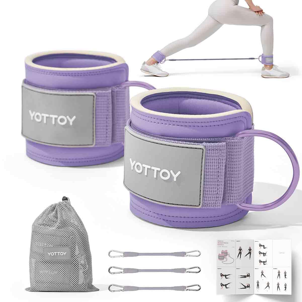 YOTTOY Ankle Resistance Bands with Cuffs, Adjustable Ankle Straps for Leg & Glute Workout, Butt Exercise Bands for Cable Machines Women, Perfect for
