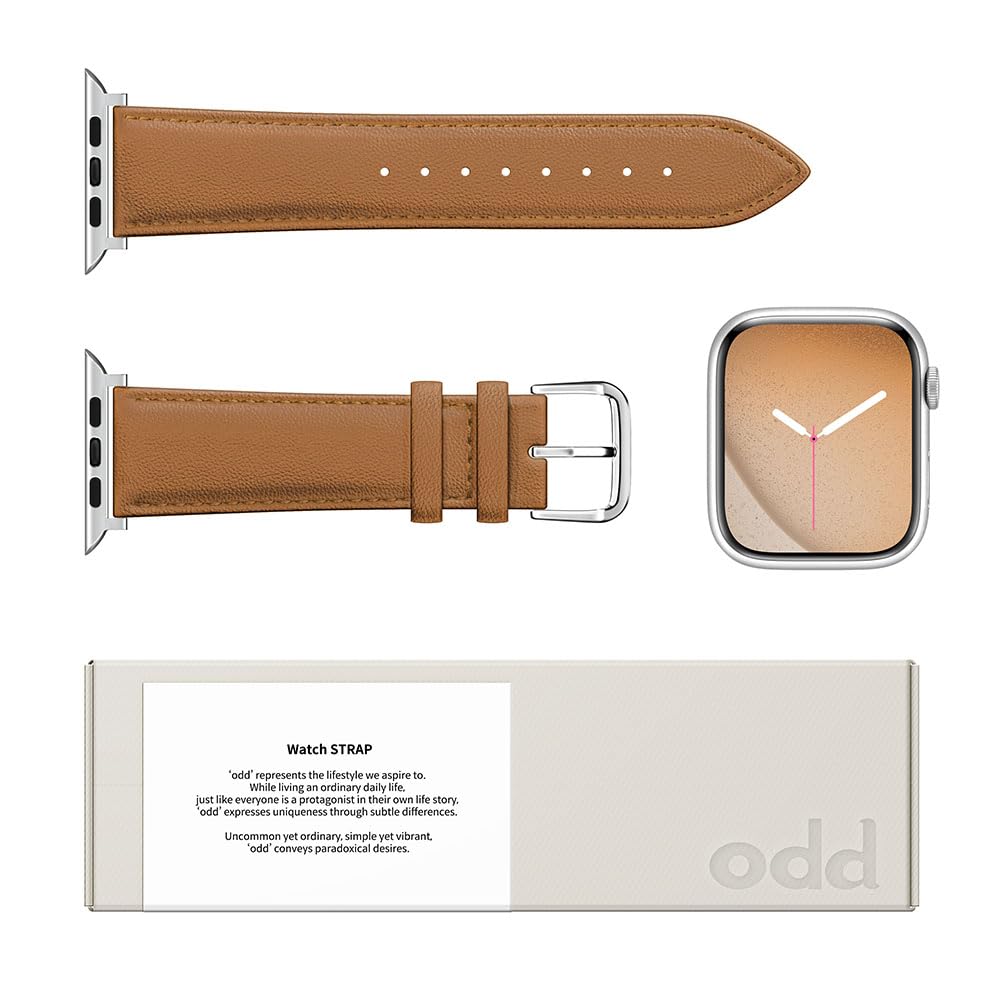 a.odd Leather Strap for Apple Watch Straps 38mm 40mm 41mm 42mm 44mm 45mm 46mm 49mm, Men Women Genuine Leather Replacement Band for iWatch Series 11 10 9 8 7 6 5 4 3 2 1 SE Ultra 3 2 1 — view 2