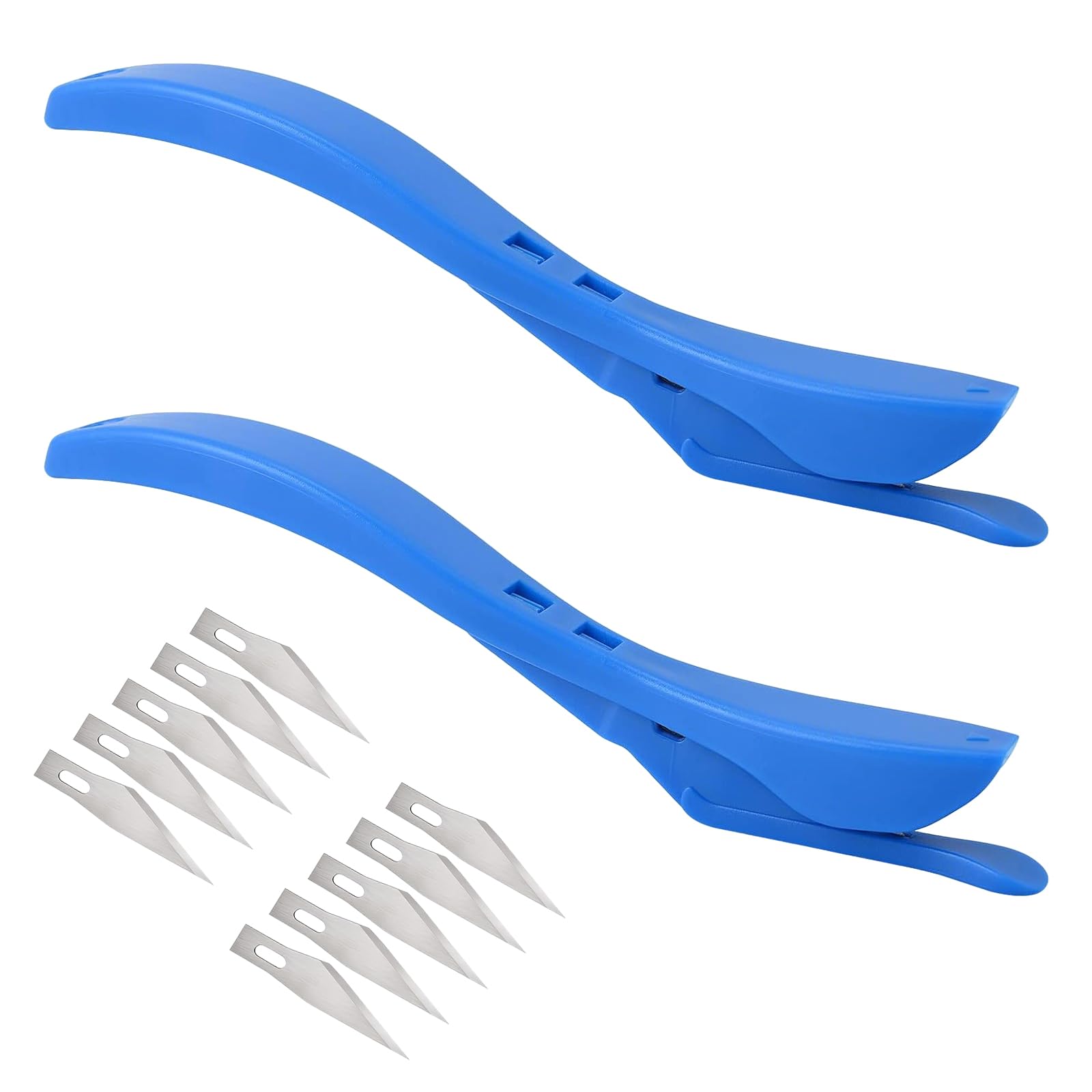 HORREX Cutter de Seguridad, Portátil Cortadores de Papel Regalo Mango Largo Con 10 Cuchillas Repuesto, Profesional Cortadora Papel Apto para Navidad Halloween Láminas Ventanas Coches (Azul)