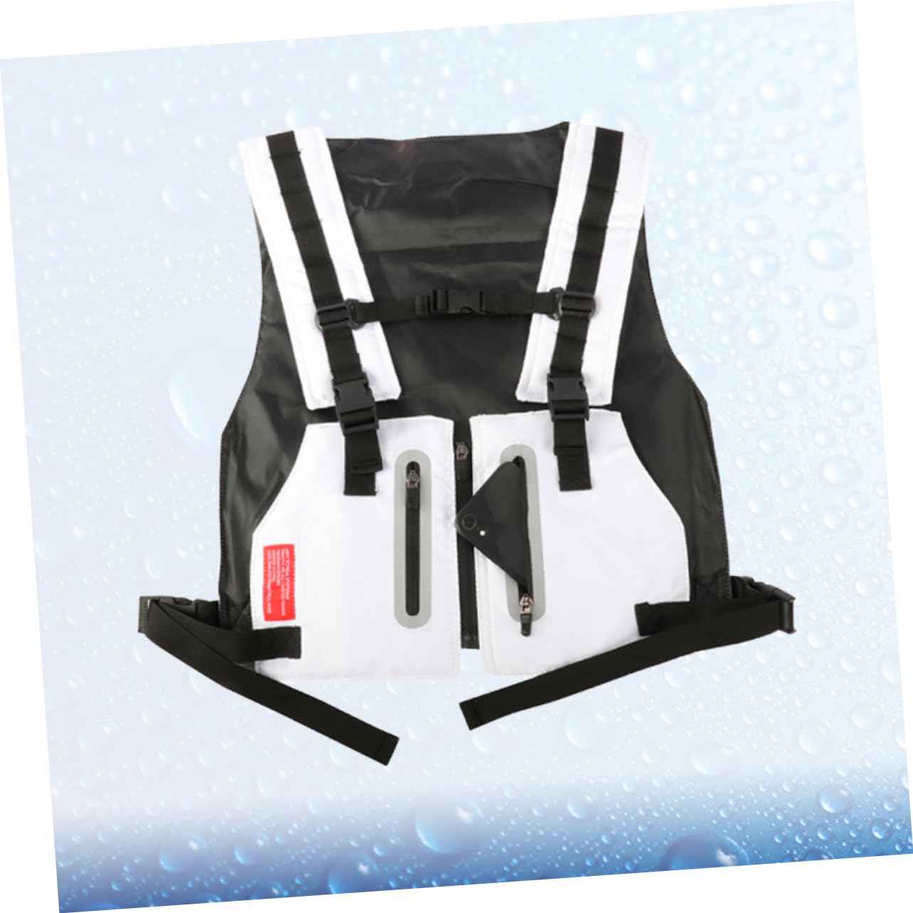 KOMBIUDA Gilet Alta visibilità Uomo Bianco Spallacci Regolabili, Tasche Multiple e Fascia Vita Regolabile per Ciclismo e Campeggio