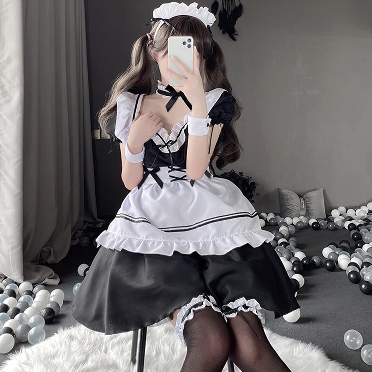 SNOMYRS Maid Costume Cosplay Lingerie Japanese Anime Maid Outfit Fancy Dress Apron Naughty Kawaii Lolita Plus Size 9pcs For Halloween - Image 2