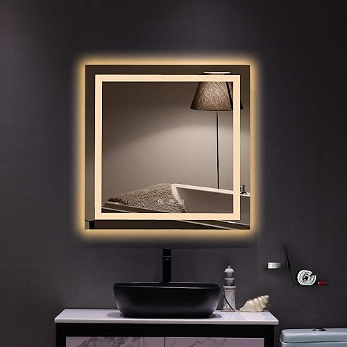 Miniatura 6 de Espejo de baño LED cuadrado táctil luces de atenuación tricolor 32 x 32 pulgadas