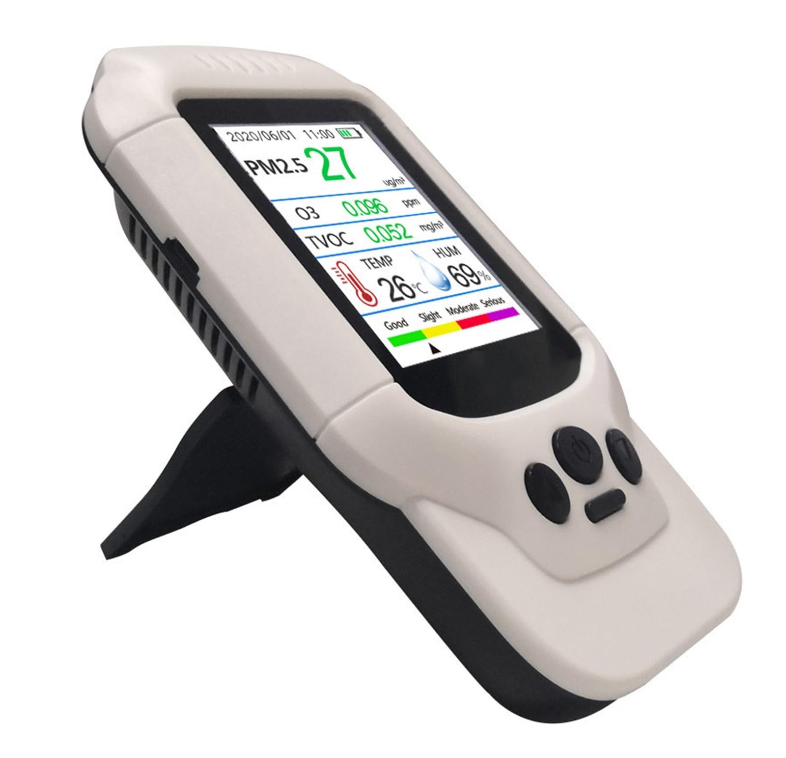 Moniteur de qualité de l'air intérieur, 8 en 1 testeur de gaz d'ozone professionnel détecteur de qualité de l'air PM2.5 PM10 PM1.0 TVOC O3 capteur d'ozone hygrothermographe moniteur pour la maison, le