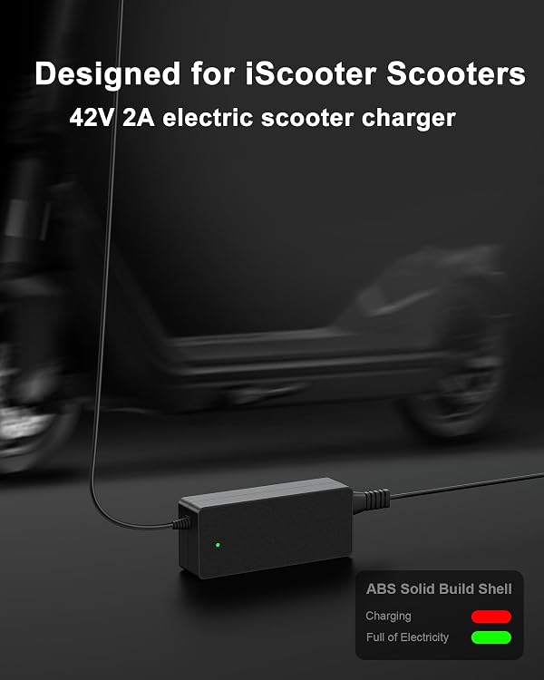 VHBW 42V 2A Electric Scooter Charger Compatible with iScooter i9 Charger for i9 i8 i8L E9D E9 Pro E9T i9 i9Pro i9Plus 1S, Also Compatible with isinwheel S9 S9 Pro S9 Max Scooter by vhbw - Image 4