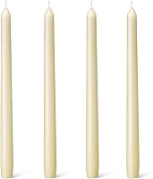 Everymoment Ivory Taper Candles 4-Pack: 10-Inch Dripless Smokeless Unscented Candlesticks, 8-Hour Burn for Weddings, Holidays, Dinners & Home Decor