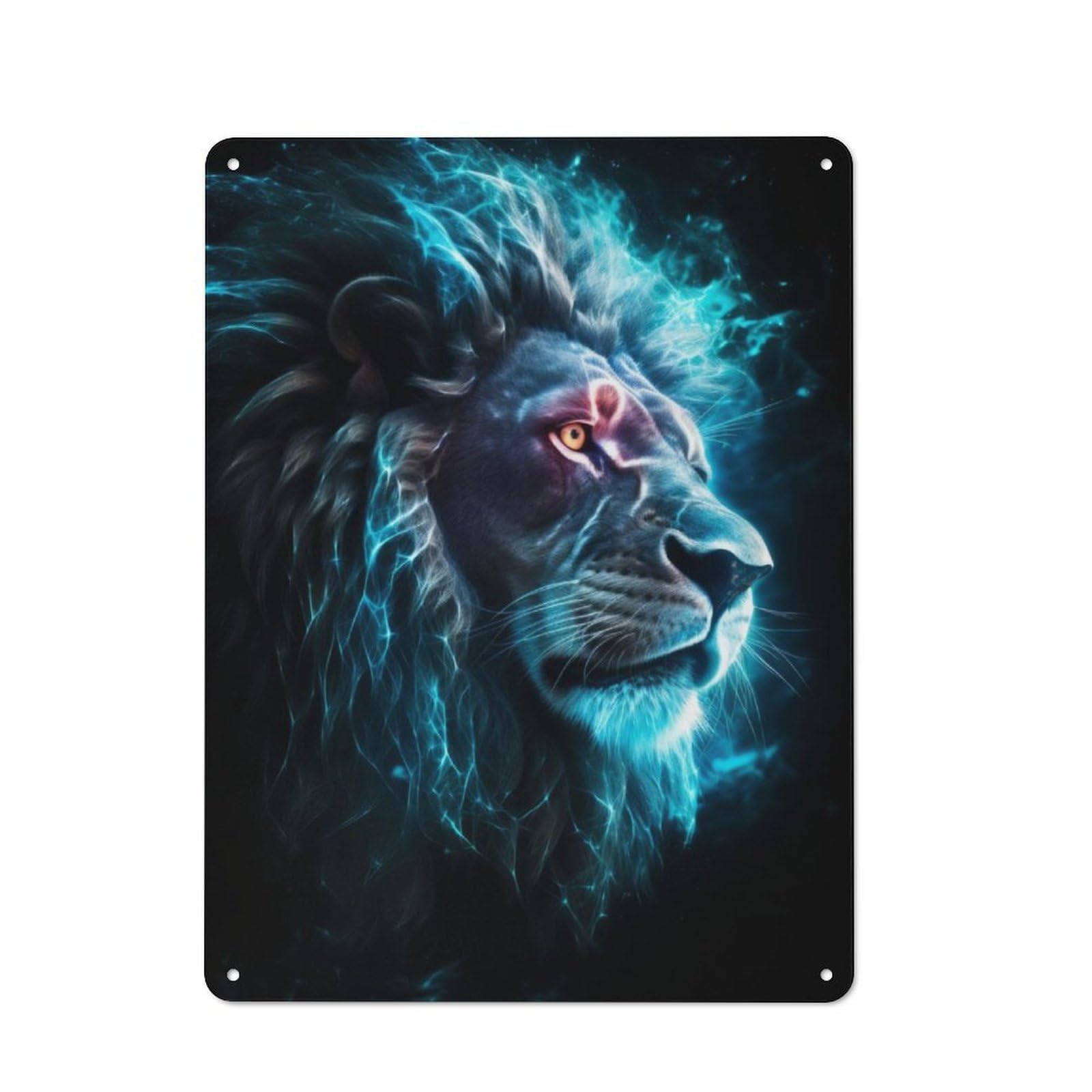 Junmoney Neon Lion Nebulae 40X30cm Retro Tin Wall Plaque With For Pub Or Café, A Winter Wall Decor Update For Café Interior Fans