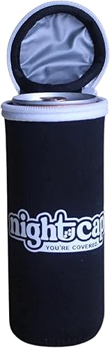 Nightcap Enfriador de latas delgadas con funda con cremallera, color negro, reutilizable, aislada, mantiene las bebidas frías y las partículas no