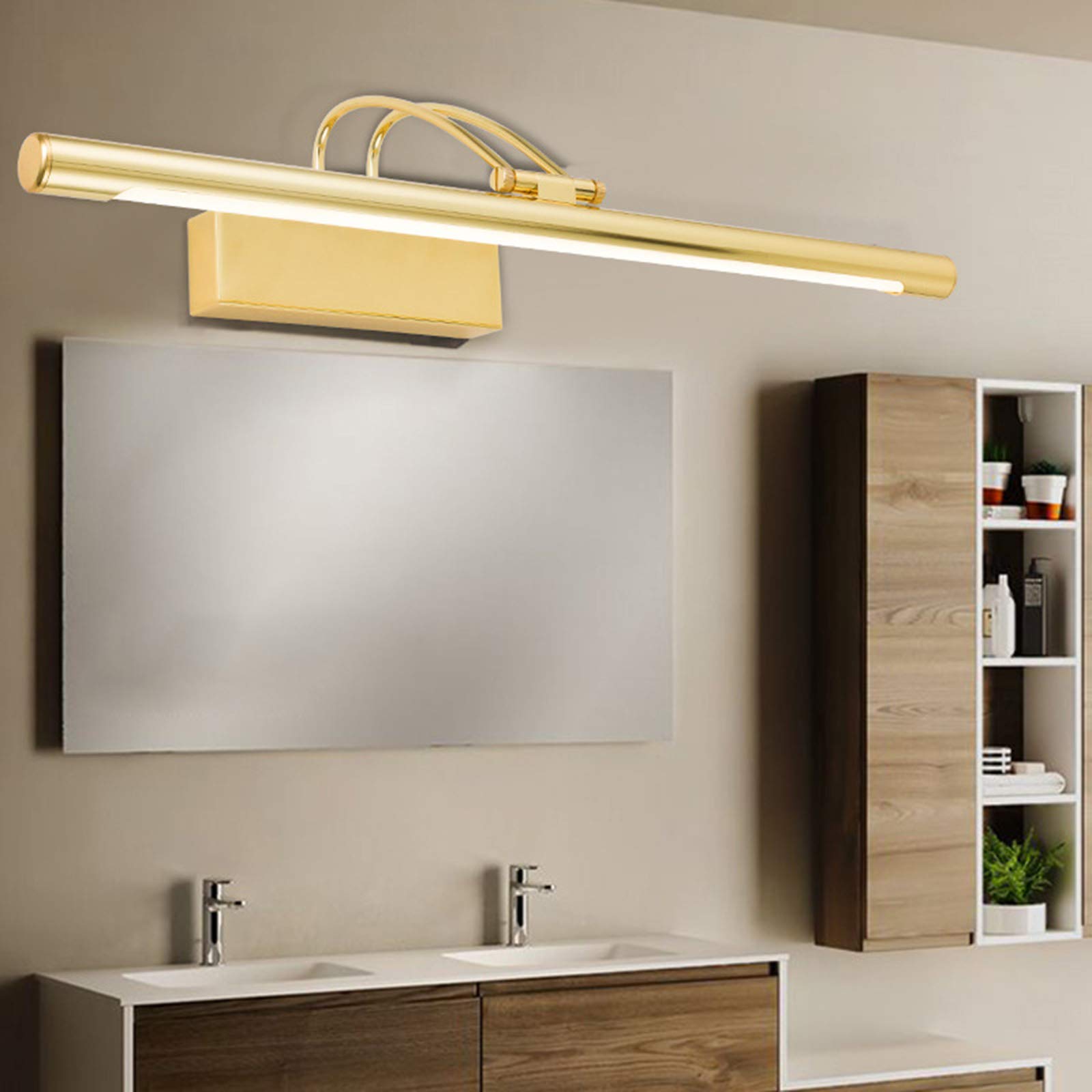LED-Spiegel-Frontleuchte, goldene moderne Badezimmer-Spiegelleuchten, schwenkbar um 240°, Lampenkopf, neutralweiß, Badezimmerbeleuchtung, Metall-Spiegelschrankleuchten für WC, Tisch, Wandleuchte, 55