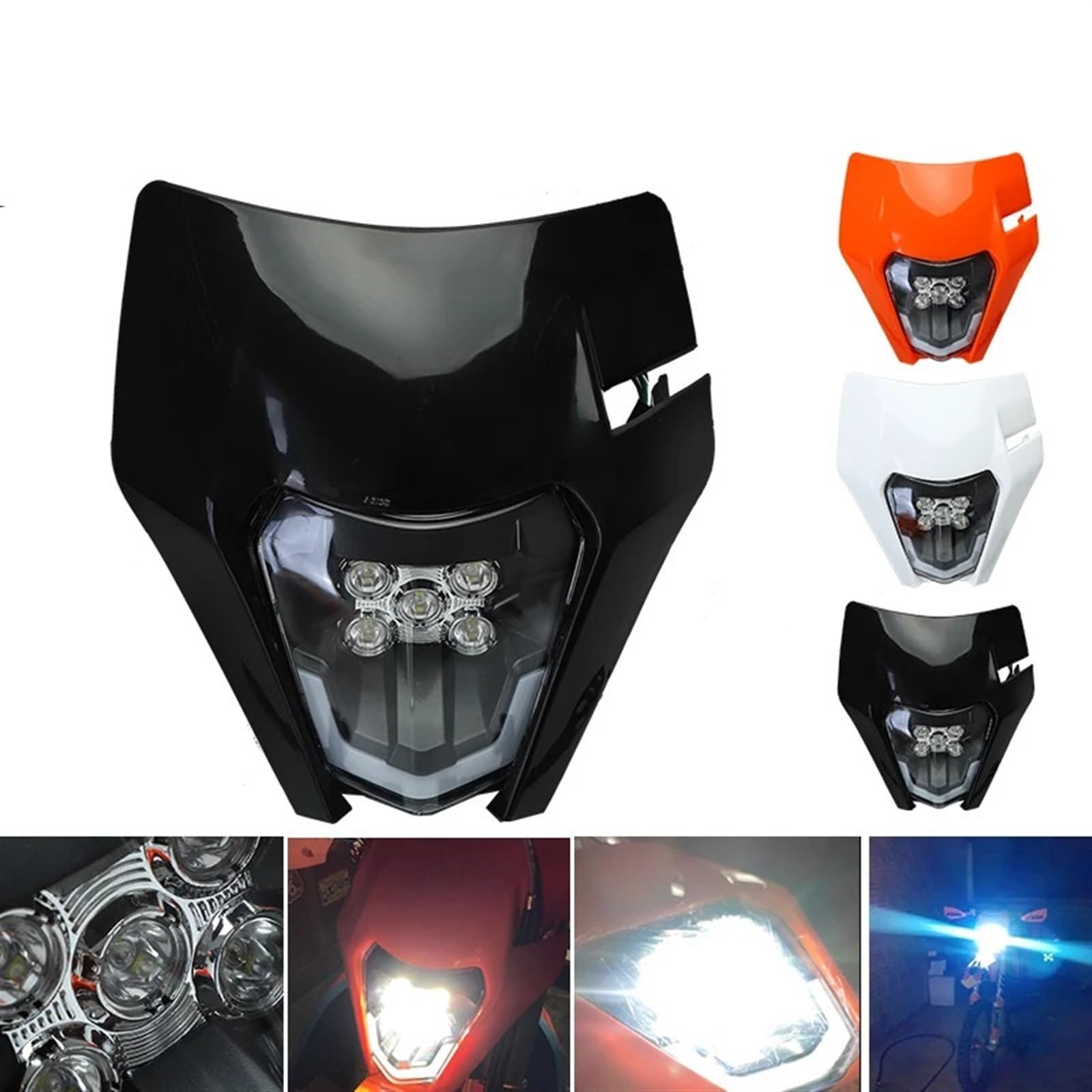 LOTFI Faro LED for motocicleta, linterna for cabeza compatible con KTM EXC EXCF SX SXF XC XCF XCW XCFW 530 450 350 300 250 150 125 (Size : A White)