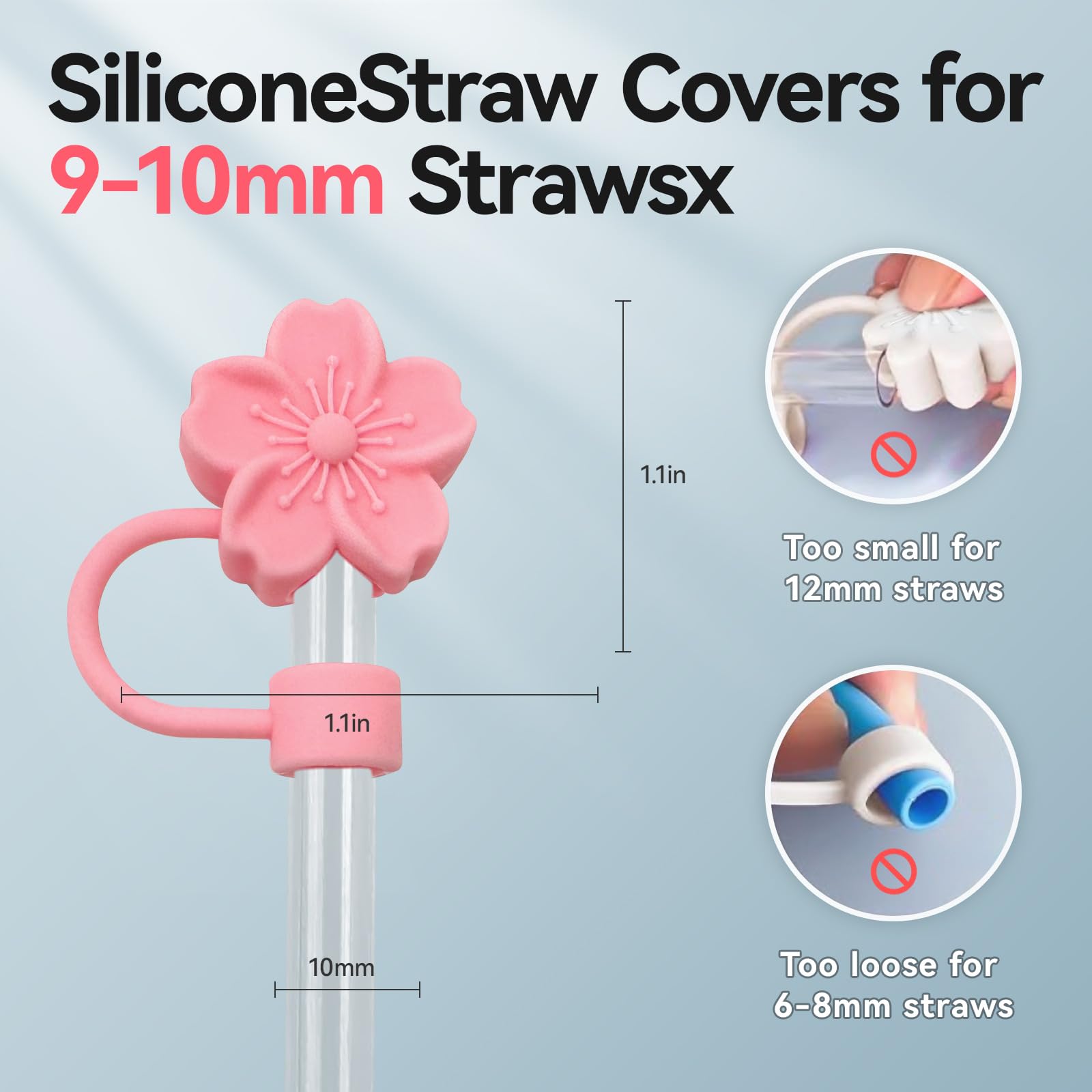 Tapones de silicona Stanley para popote, 4 unidades, fundas para pajitas de flores, compatibles con pajitas de 10 mm, cuatro colores