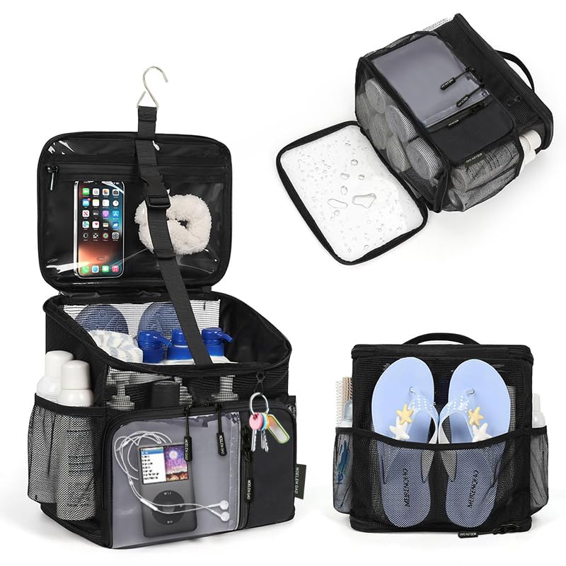 Noelen Gad Shower Caddy Portable Mesh Shower Tote for Bathroom Gym Travel Bath Camping - Quick Dry Hanging