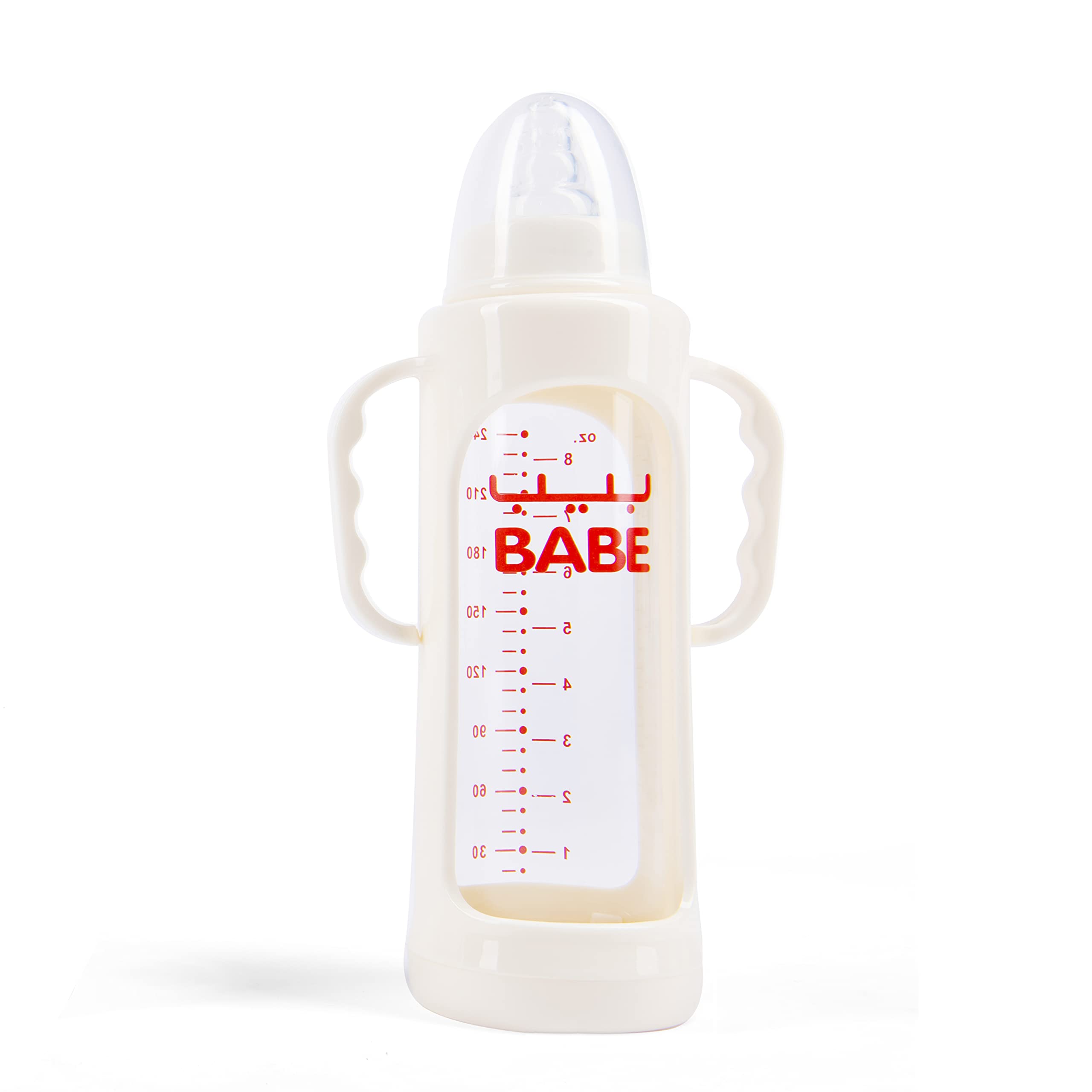 Babe Baby Feeding Glass Bottle With Handle , Piece Of 1